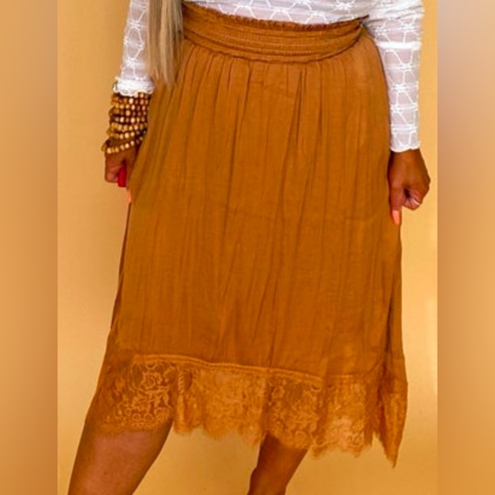 Stand Out Style Midi Skirt - Camel